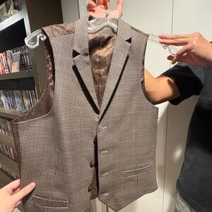 Men's Brown Checkered Vest